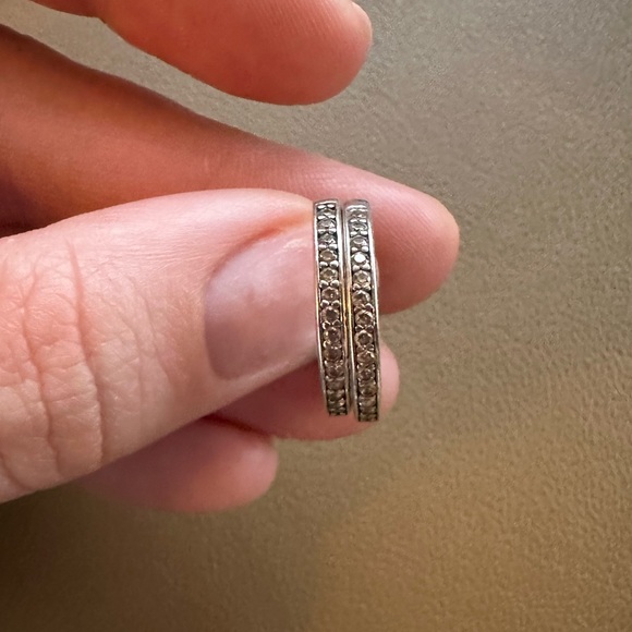 PANDORA Sparkle Logo Hoop Earrings - Picture 3 of 9